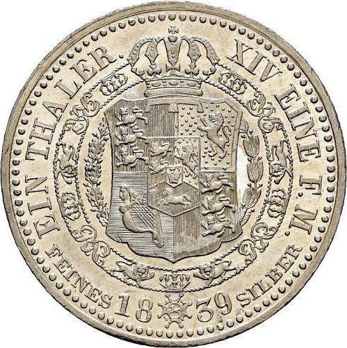 Reverso Tálero 1839 A - valor de la moneda de plata - Hannover, Ernesto Augusto 