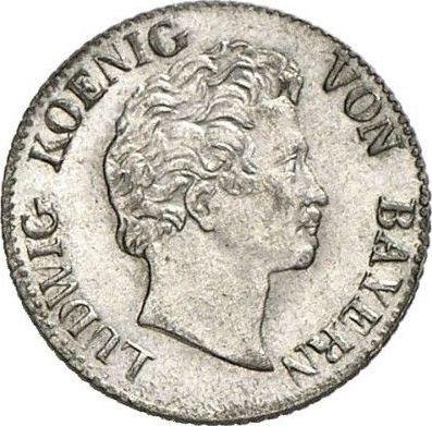 Awers monety - 1 krajcar 1830 - cena srebrnej monety - Bawaria, Ludwik I