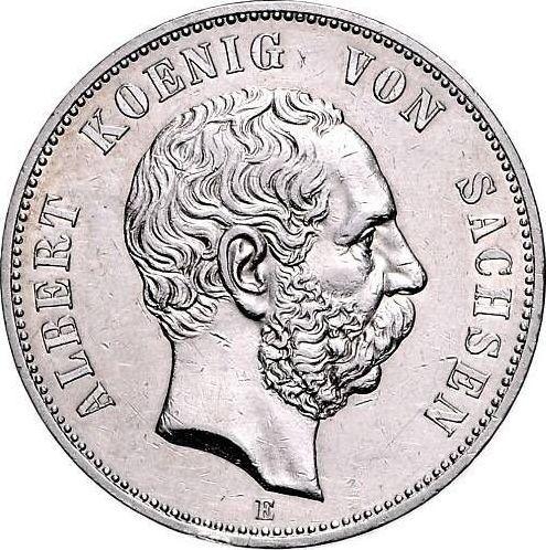 Аверс монеты - 5 марок 1895 года E "Саксония" - цена серебряной монеты - Германия, Германская Империя