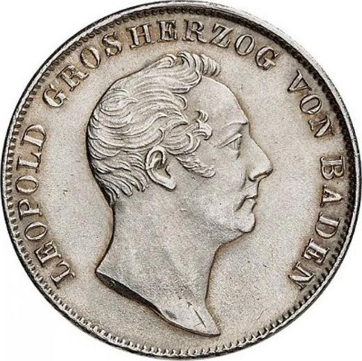 Аверс монеты - 1/2 гульдена 1839 года D - цена серебряной монеты - Баден, Леопольд