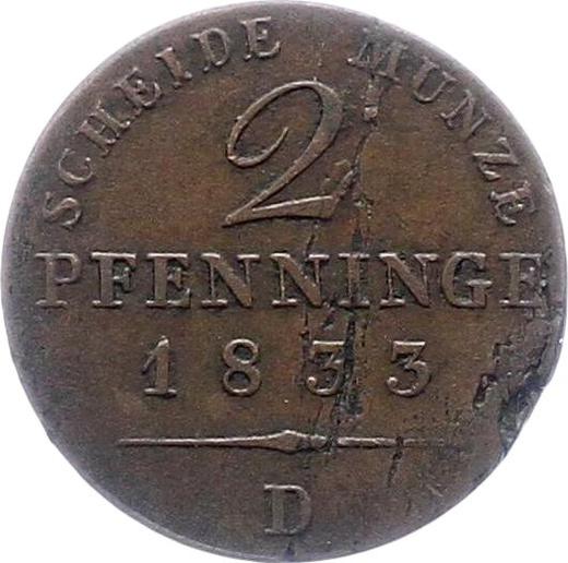 Реверс монеты - 2 пфеннига 1833 года D - цена  монеты - Пруссия, Фридрих Вильгельм III