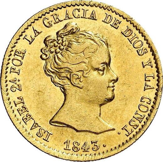 Аверс монеты - 80 реалов 1843 года B CC - цена золотой монеты - Испания, Изабелла II