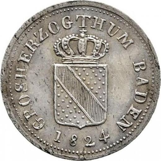 Аверс монеты - 3 крейцера 1824 года - цена серебряной монеты - Баден, Людвиг I