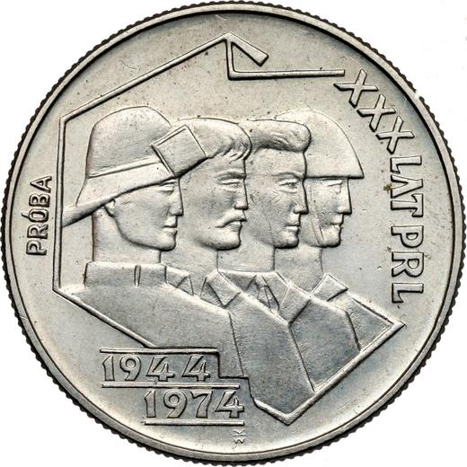 Reverso Pruebas 20 eslotis 1974 MW WK "30 aniversario de la República Popular de Polonia" Cuproníquel - valor de la moneda  - Polonia, República Popular