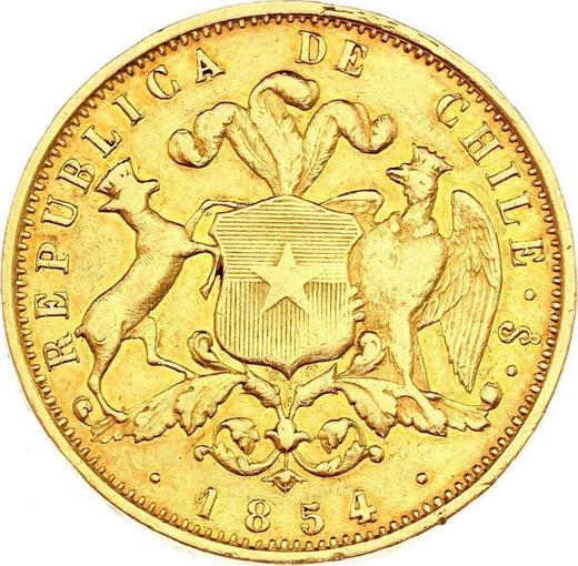 Реверс монеты - 10 песо 1854 года So - цена  монеты - Чили, Республика