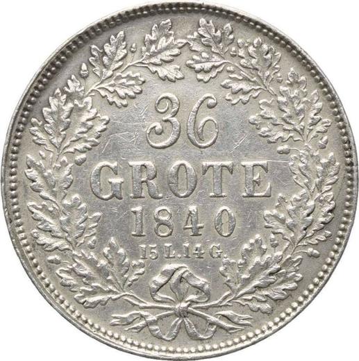 Реверс монеты - 36 гротенов 1840 года - цена серебряной монеты - Бремен, Вольный ганзейский город