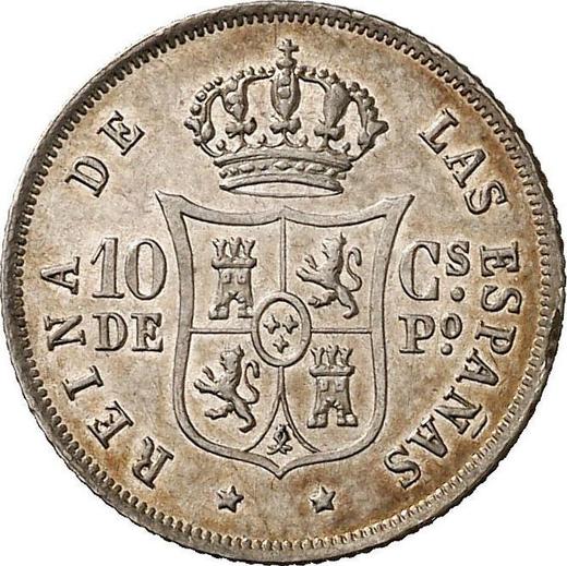 Реверс монеты - 10 сентаво 1864 года - цена серебряной монеты - Филиппины, Изабелла II