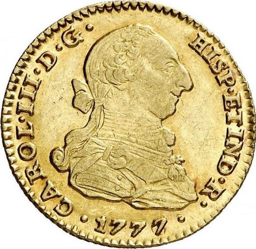 Аверс монеты - 2 эскудо 1777 года S CF - цена золотой монеты - Испания, Карл III