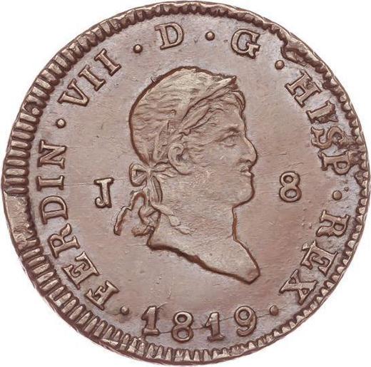Anverso 8 maravedíes 1819 J "Tipo 1817-1821" - valor de la moneda  - España, Fernando VII