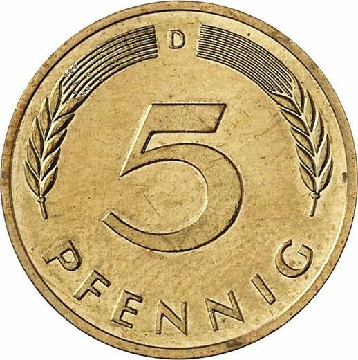 Awers monety - 5 fenigów 1997 D - cena  monety - Niemcy, RFN