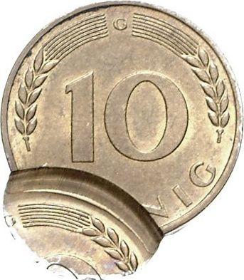 Аверс монеты - 10 пфеннигов 1950-2001 года Смещение штемпеля - цена  монеты - Германия, ФРГ