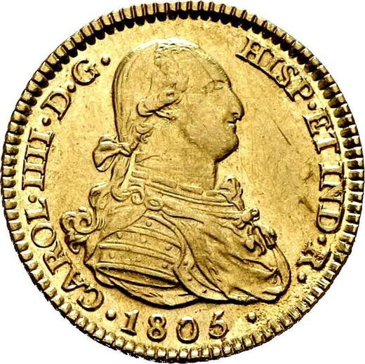 Awers monety - 2 escudo 1805 M FA - cena złotej monety - Hiszpania, Karol IV