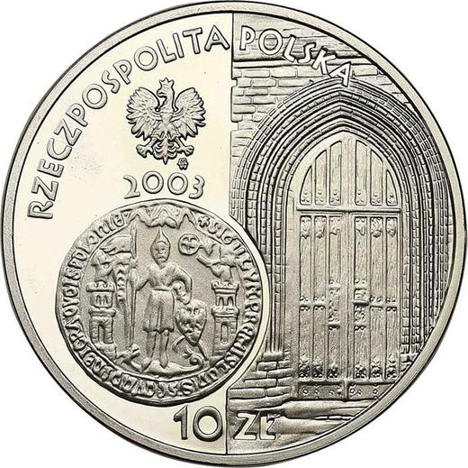 Аверс монеты - 10 злотых 2003 года MW UW "750 лет Познани" - цена серебряной монеты - Польша, III Республика после деноминации