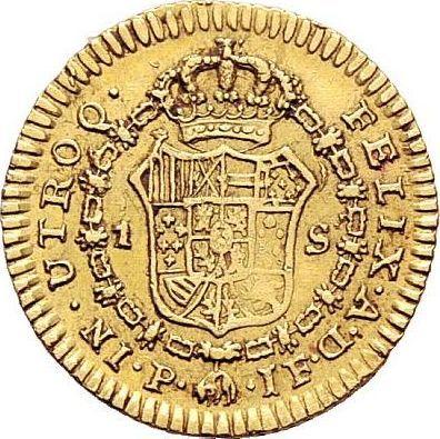 Reverso 1 escudo 1814 P JF - valor de la moneda de oro - Colombia, Fernando VII