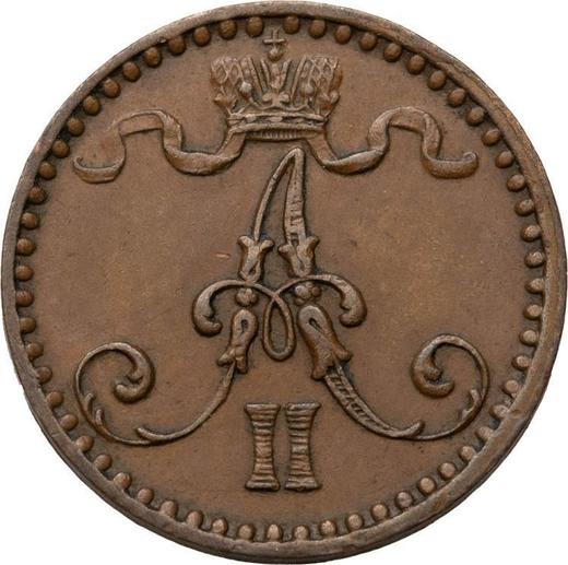 Аверс монеты - 1 пенни 1865 года - цена  монеты - Финляндия, Великое княжество