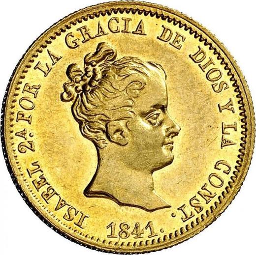 Аверс монеты - 80 реалов 1841 года B PS - цена золотой монеты - Испания, Изабелла II