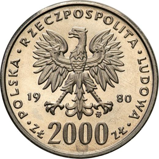 Obverse Pattern 2000 Zlotych 1980 MW "Bolesław I the Brave" Nickel -  Coin Value - Poland, Peoples Republic