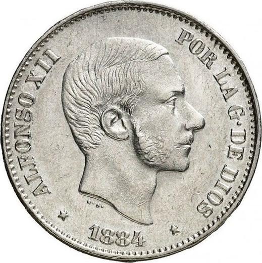 Anverso 50 centavos 1884 - valor de la moneda de plata - Filipinas, Alfonso XII