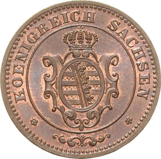 Аверс монеты - 2 пфеннига 1869 года B - цена  монеты - Саксония-Альбертина, Иоганн