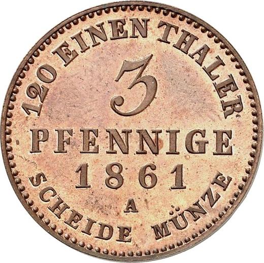 Reverso 3 Pfennige 1861 A - valor de la moneda  - Anhalt-Dessau, Leopoldo Federico