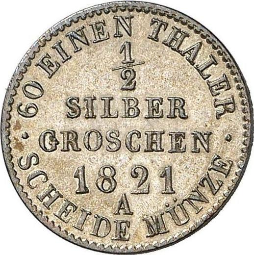 Реверс монеты - 1/2 серебряных гроша 1821 года A - цена серебряной монеты - Пруссия, Фридрих Вильгельм III