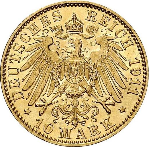 Реверс монеты - 10 марок 1911 года A "Пруссия" - цена золотой монеты - Германия, Германская Империя