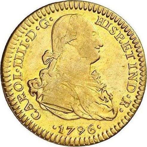 Аверс монеты - 2 эскудо 1796 года Mo FM - цена золотой монеты - Мексика, Карл IV