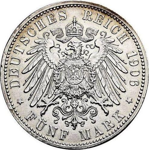 Reverso 5 marcos 1906 "Baden" Bodas de oro - valor de la moneda de plata - Alemania, Imperio alemán