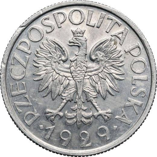 Аверс монеты - Пробный 1 злотый 1929 года "Диаметр 25 мм" Алюминий - цена  монеты - Польша, II Республика