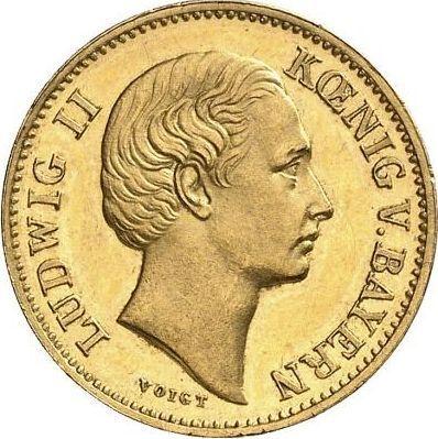 Аверс монеты - 1/2 кроны 1869 года - цена золотой монеты - Бавария, Людвиг II