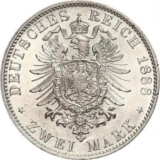 Реверс монеты - 2 марки 1888 года D "Бавария" - цена серебряной монеты - Германия, Германская Империя