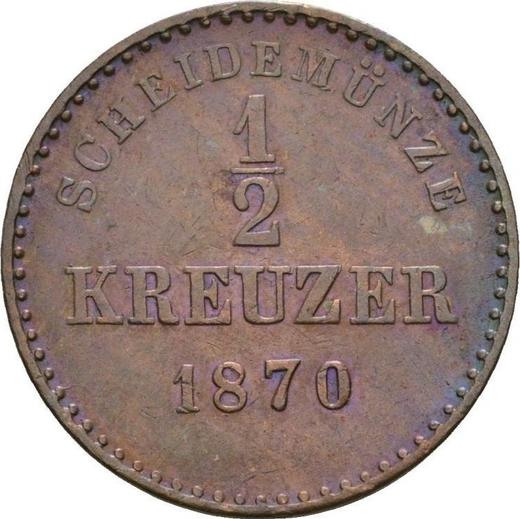 Реверс монеты - 1/2 крейцера 1870 года - цена  монеты - Вюртемберг, Карл I