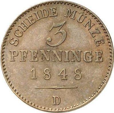 Реверс монеты - 3 пфеннига 1848 года D - цена  монеты - Пруссия, Фридрих Вильгельм IV