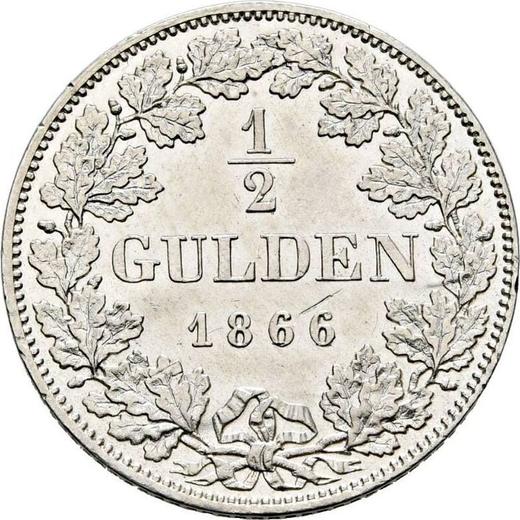 Reverso Medio florín 1866 - valor de la moneda de plata - Baviera, Luis II
