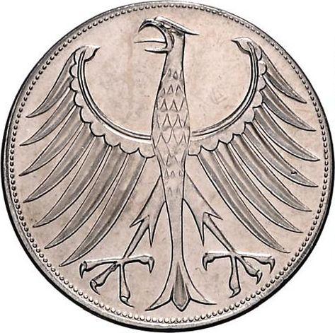 Rewers monety - 5 marek 1971 D Nikiel - cena  monety - Niemcy, RFN