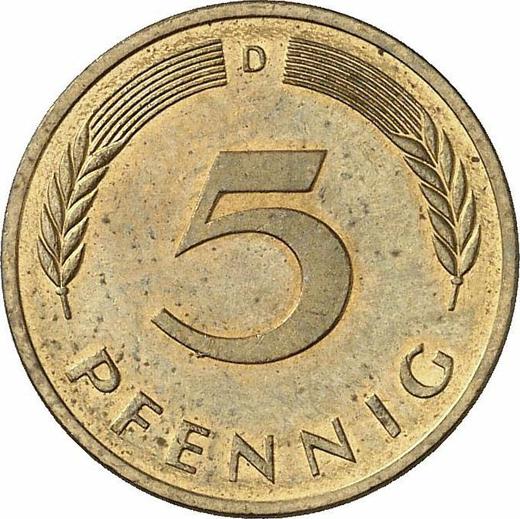 Аверс монеты - 5 пфеннигов 1991 года D - цена  монеты - Германия, ФРГ