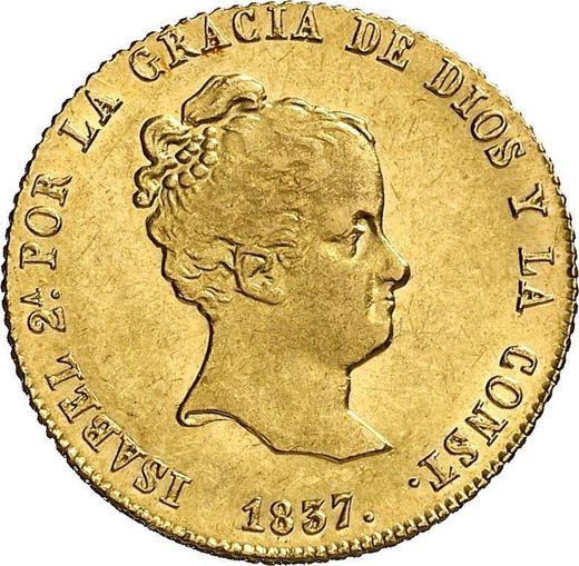 Аверс монеты - 80 реалов 1837 года S DR - цена золотой монеты - Испания, Изабелла II