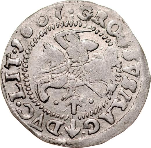 Реверс монеты - 1 грош 1607 года "Литва" Богория без щита Рамка с обеих сторон - цена серебряной монеты - Польша, Сигизмунд III Ваза