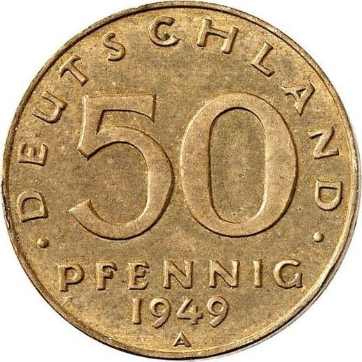 Аверс монеты - Пробные 50 пфеннигов 1949 года A Большой ноль - цена  монеты - Германия, ГДР
