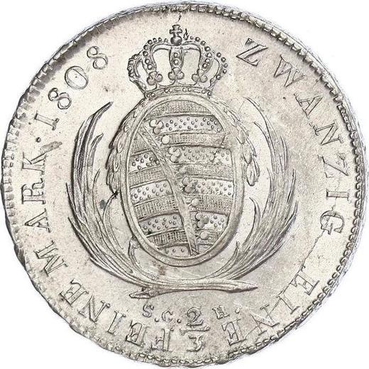 Реверс монеты - 2/3 талера 1808 года S.G.H. - цена серебряной монеты - Саксония-Альбертина, Фридрих Август I