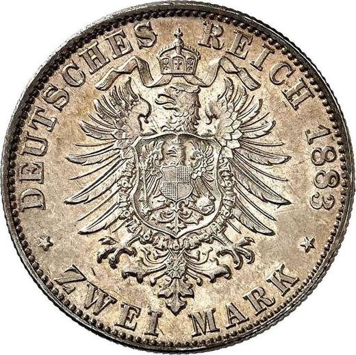 Reverso 2 marcos 1883 G "Baden" - valor de la moneda de plata - Alemania, Imperio alemán
