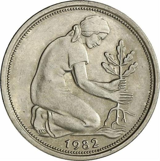 Rewers monety - 50 fenigów 1982 D - cena  monety - Niemcy, RFN