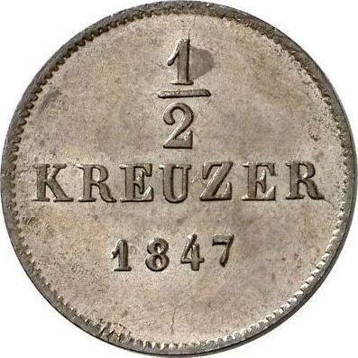 Reverso Medio kreuzer 1847 "Tipo 1840-1856" - valor de la moneda  - Wurtemberg, Guillermo I