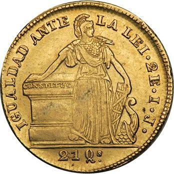 Reverso 2 escudos 1839 So IJ - valor de la moneda de oro - Chile, República