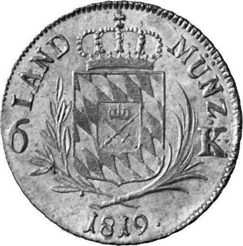 Реверс монеты - 6 крейцеров 1819 года - цена серебряной монеты - Бавария, Максимилиан I