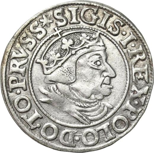 Аверс монеты - 1 грош 1538 года "Гданьск" - цена серебряной монеты - Польша, Сигизмунд I Старый