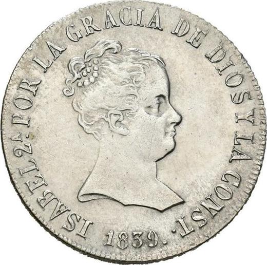 Аверс монеты - 4 реала 1839 года S RD - цена серебряной монеты - Испания, Изабелла II