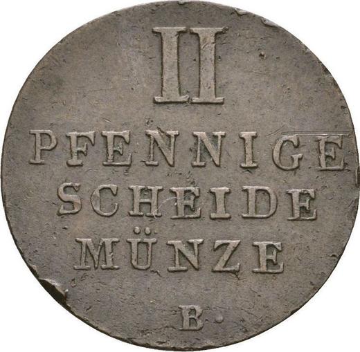 Реверс монеты - 2 пфеннига 1826 года B - цена  монеты - Ганновер, Георг IV