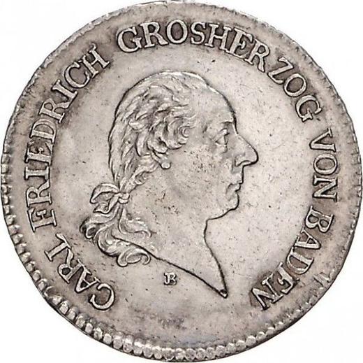 Awers monety - 20 krajcarow 1807 B - cena srebrnej monety - Badenia, Karol Fryderyk