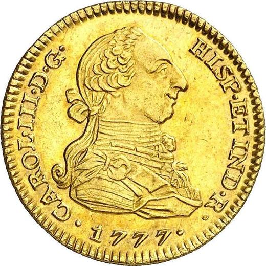 Awers monety - 2 escudo 1777 M PJ - cena złotej monety - Hiszpania, Karol III